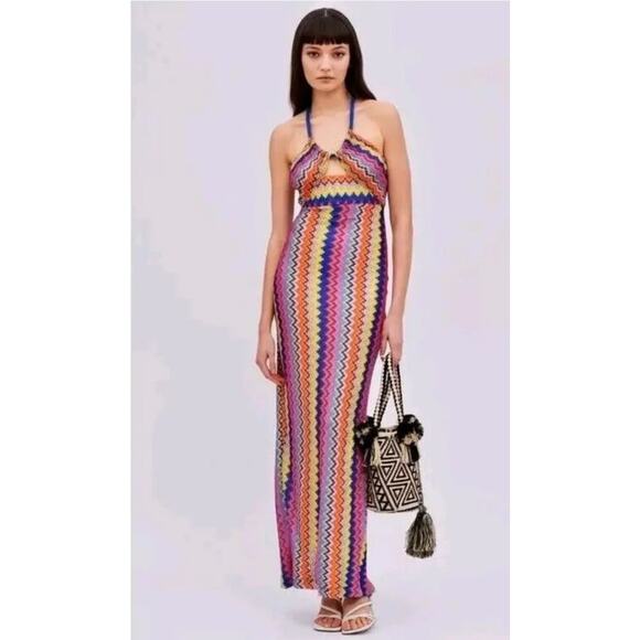 NWT Alexis Multicolor Sunrise Knit Vedette Sleeveless Maxi Dress Size M Resort - Picture 10 of 16